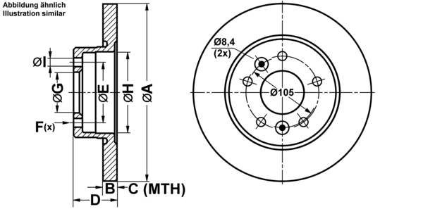 ATE Bremseskive 24011002201 fuld 265mm 10mm for RENAULT