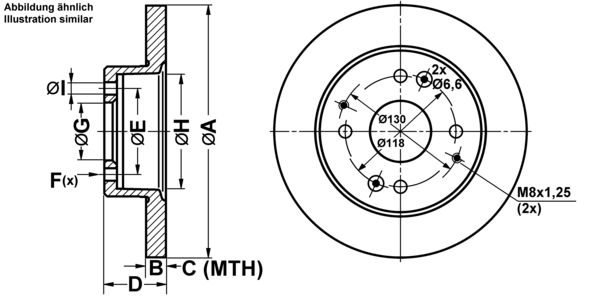 ATE Bremseskive 24011002331 fuld 260mm 10mm for HONDA ROVER