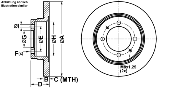 ATE Bremseskive 24.0110-0238.1 fuld 265mm 10mm for MITSUBISHI