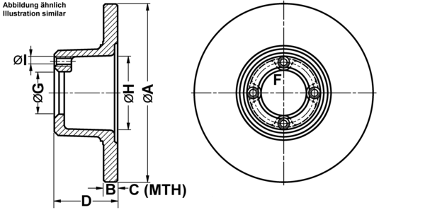ATE Bremseskive 24011002391 fuld 213mm 10mm for ROVER