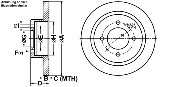 ATE Bremseskive 24010701081 fuld 234mm 7mm for NISSAN