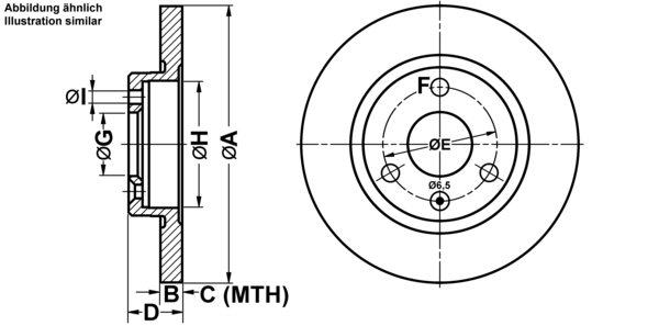 ATE Bremseskive 24010801071 fuld 238mm 8mm for CITROËN PEUGEOT