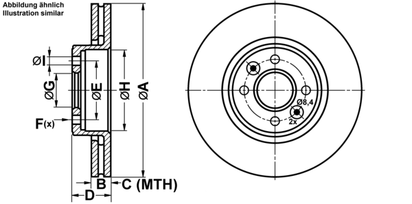 ATE Bremseskive 24032401581 ventileret 280mm 24mm for RENAULT