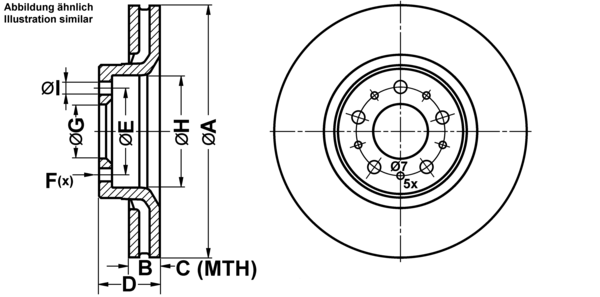 ATE Bremseskive 24032801231 ventileret 305mm 28mm for VOLVO