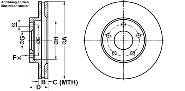 ATE Bremsesæt, skivebremser ijf141cjn7 foraksel ventileret 280mm 28mm for NISSAN MG HONDA