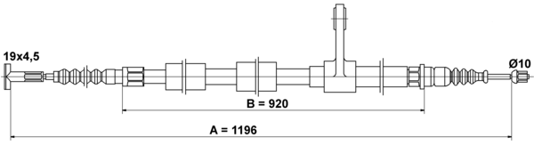 ATE Håndbremsekabel 24372700042 for FIAT