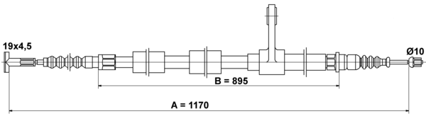 ATE Håndbremsekabel 24372700102 for FIAT