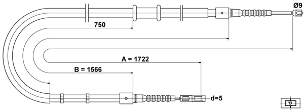 ATE Håndbremsekabel 24372701472 for VAG