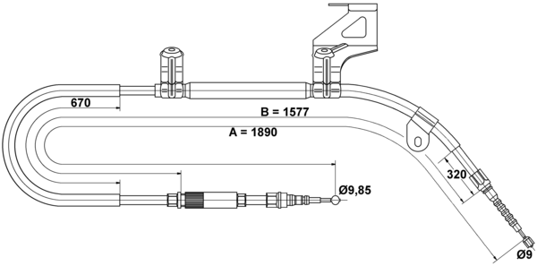 ATE Håndbremsekabel 24372701702 for VAG