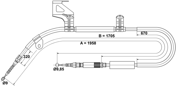 ATE Håndbremsekabel 24372701712 for VAG