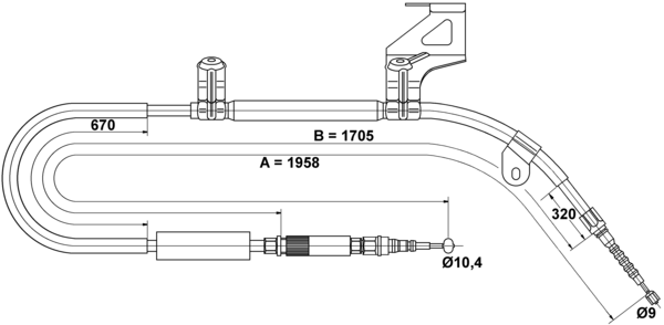 ATE Håndbremsekabel 24372701722 for VAG