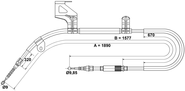 ATE Håndbremsekabel 24372701742 for VAG