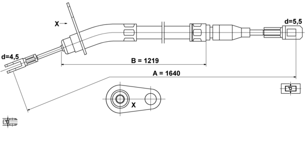 ATE Håndbremsekabel 24372704012 for MERCEDES-BENZ