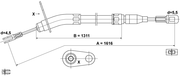 ATE Håndbremsekabel 24372704022 for MERCEDES-BENZ