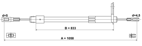 ATE Håndbremsekabel 24372704242 for MERCEDES-BENZ