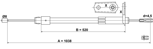ATE Håndbremsekabel 24372704282 for MERCEDES-BENZ