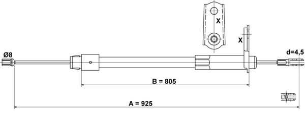 ATE Håndbremsekabel 24372704302 for MERCEDES-BENZ