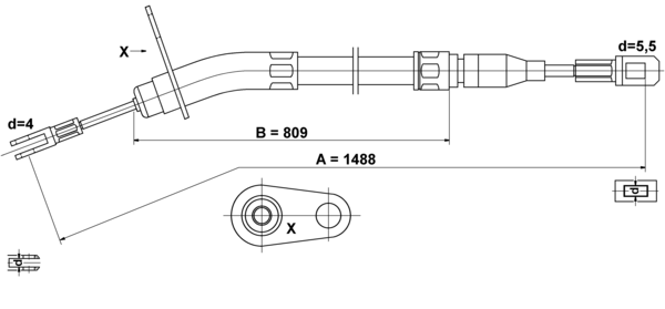 ATE Håndbremsekabel 24372704072 for MERCEDES-BENZ