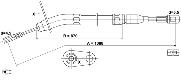 ATE Håndbremsekabel 24372704162 for MERCEDES-BENZ