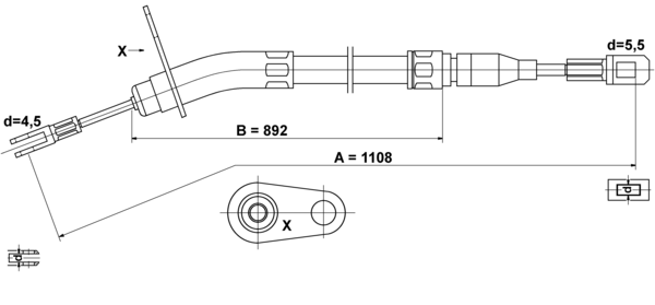 ATE Håndbremsekabel 24372704172 for MERCEDES-BENZ