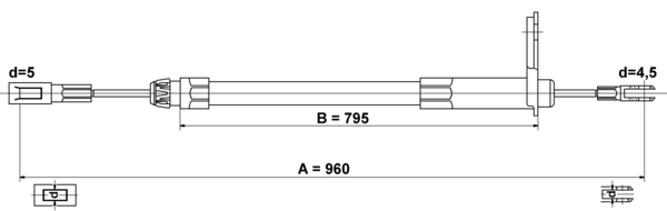 ATE Håndbremsekabel 24372704182 for MERCEDES-BENZ