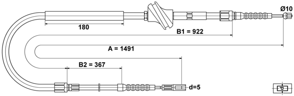 ATE Håndbremsekabel 24372701542 for VAG