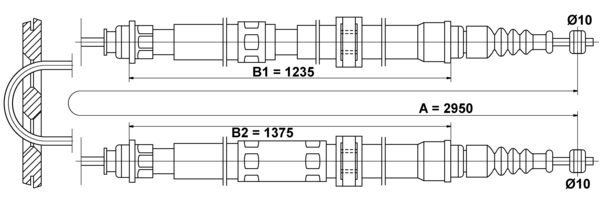 ATE Håndbremsekabel 24.3727-0514.2 for ALFA ROMEO FIAT
