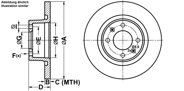 ATE Bremseskive 24011401121 fuld 276mm 14mm for CITROËN