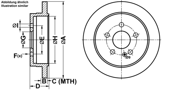 ATE Bremseskive 24011501111 fuld 285mm 15mm for MERCEDES-BENZ