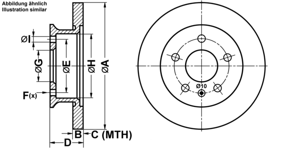 ATE Bremseskive 24011601091 fuld 258mm 16mm for VAG