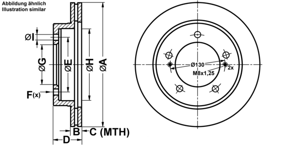 ATE Bremseskive 24011701041 ventileret 287mm 17mm for SUZUKI