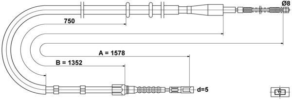 ATE Håndbremsekabel 24372701482 for VAG