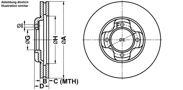 ATE Bremseskive 24.0118-0101.1 ventileret 238mm 18mm for MAZDA
