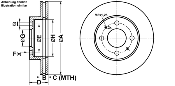 ATE Bremseskive 24011801071 ventileret 240mm 18mm for NISSAN