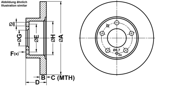 ATE Bremseskive 24011801081 fuld 280mm 18mm for FIAT CITROËN PEUGEOT