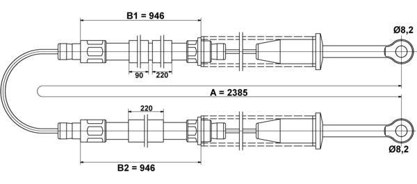 ATE Håndbremsekabel 24372705192 for FIAT