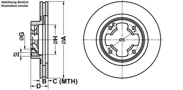 ATE Bremseskive 24.0118-0116.1 ventileret 240mm 18mm for SUBARU