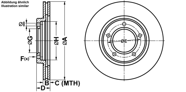 ATE Bremseskive 24011801211 ventileret 277mm 18mm for DAIHATSU
