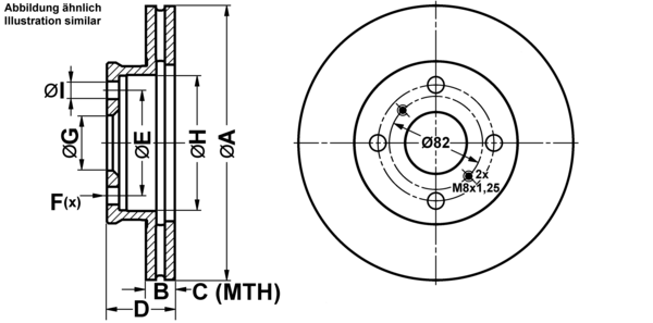 ATE Bremseskive 24011801241 ventileret 238mm 18mm for TOYOTA