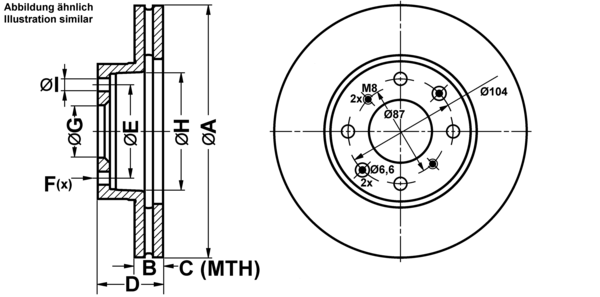 ATE Bremseskive 24011901061 ventileret 242mm 19mm for HONDA