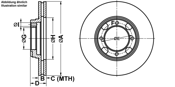 ATE Bremseskive 24011901091 ventileret 242mm 19mm for KIA HYUNDAI