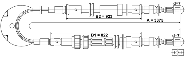 ATE Håndbremsekabel 24372706242 for FORD