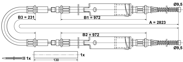 ATE Håndbremsekabel 24372706362 for FORD