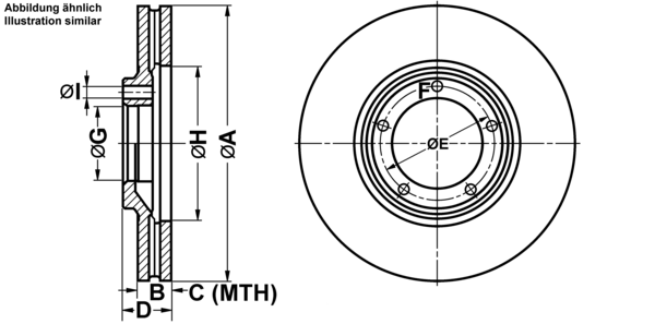 ATE Bremseskive 24.0120-0166.1 ventileret 253mm 20mm for HYUNDAI