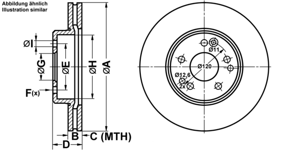 ATE Bremseskive 24012201361 ventileret 295mm 22mm for MERCEDES-BENZ