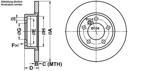 ATE Bremseskive 24031201261 fuld 286mm 12mm for BMW