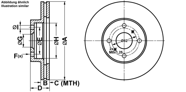 ATE Bremseskive 24032001751 ventileret 255mm 20mm for TOYOTA