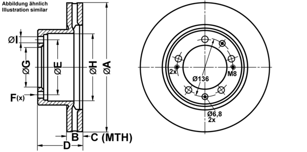 ATE Bremseskive 24012801741 ventileret 298mm 28mm for PORSCHE
