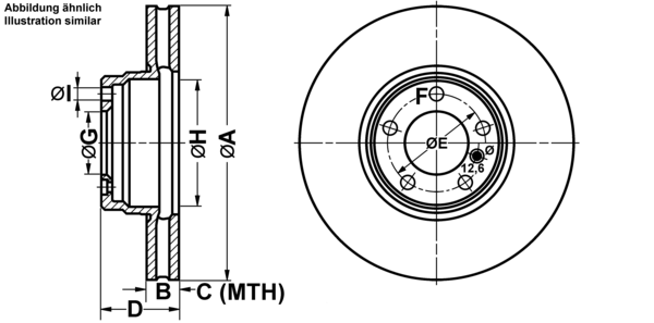 ATE Bremseskive 24013201131 ventileret 334mm 32mm for BMW