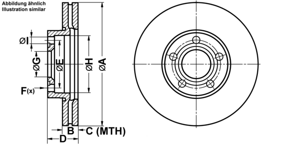 ATE Bremseskive 24032501151 ventileret 282mm 25mm for VAG